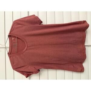 Toad & Co Red shirt sleeve top with Gray stripes size Large